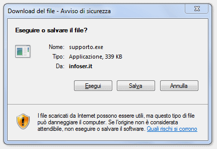 Windows Vista/7 - finestra per il salvataggio dei file